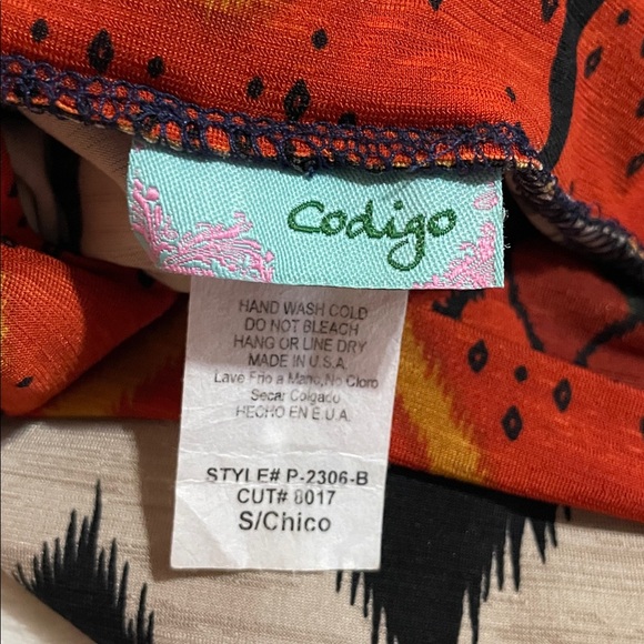 Codigo Colorful Chevron Geometric Pattern Wide Leg Leggings - Picture 9 of 10